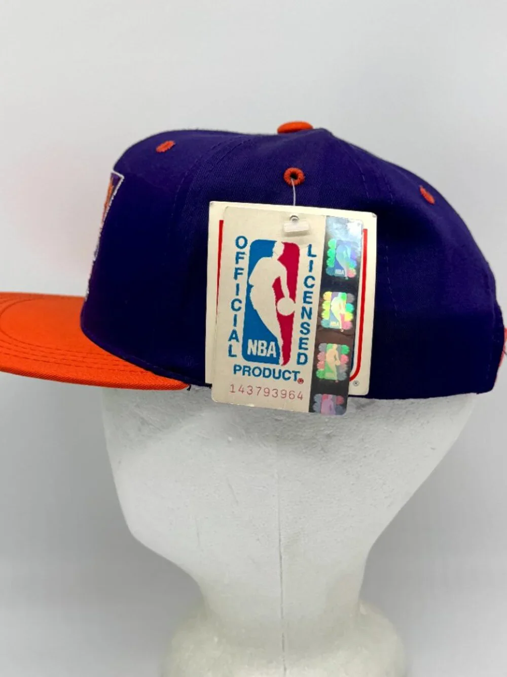 Vintage Phoenix Suns Deadstock Youth Logo 7 Snapback Hat NBA NWT Purple Orange